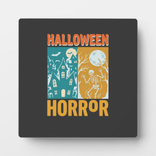 Halloween Spukhaus Mond Skelett Design_1 Fotoplatte