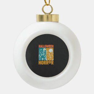 Halloween Spukhaus Mond Skelett Design_1 Keramik Kugel-Ornament