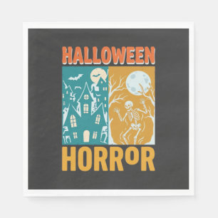 Halloween Spukhaus Mond Skelett Design_1 Serviette