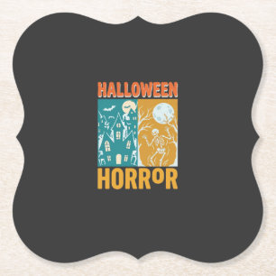 Halloween Spukhaus Mond Skelett Design_1 Untersetzer