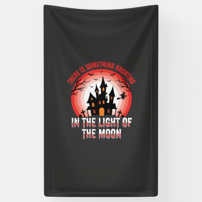 Halloween Spukhaus Mondlicht Hexe Banner (Vertikal)