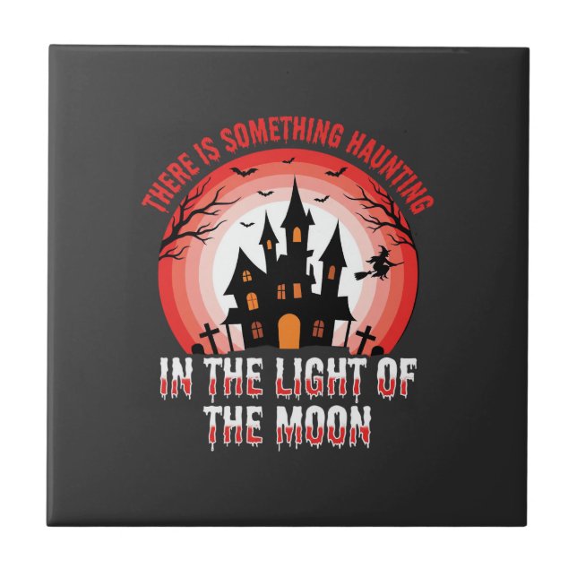 Halloween Spukhaus Mondlicht Hexe Fliese (Vorderseite)