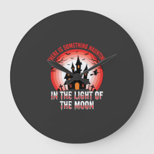 Halloween Spukhaus Mondlicht Hexe Große Wanduhr