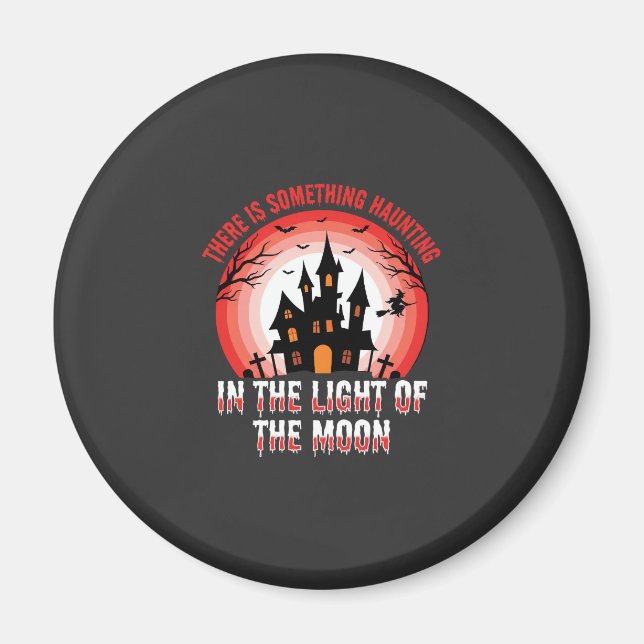 Halloween Spukhaus Mondlicht Hexe Magnet (Vorne)