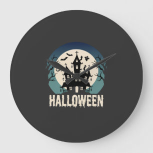 Halloween Spukhaus Mondlicht Vektor Große Wanduhr