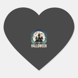 Halloween Spukhaus Mondlicht Vektor Herz-Aufkleber