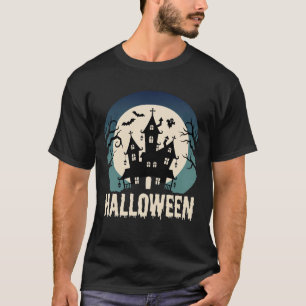 Halloween Spukhaus Mondlicht Vektor T-Shirt