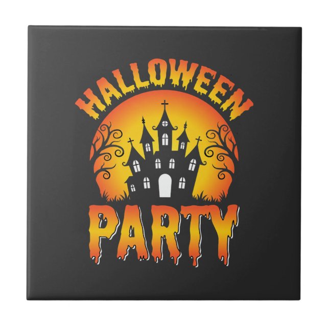 Halloween Spukhaus-Party-Vektor Fliese (Vorderseite)