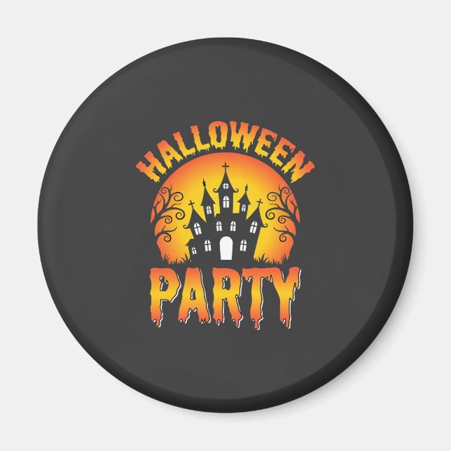 Halloween Spukhaus-Party-Vektor Magnet (Vorne)