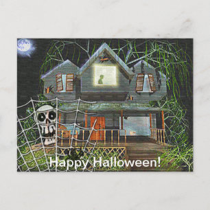Halloween Spukhaus Postkarte