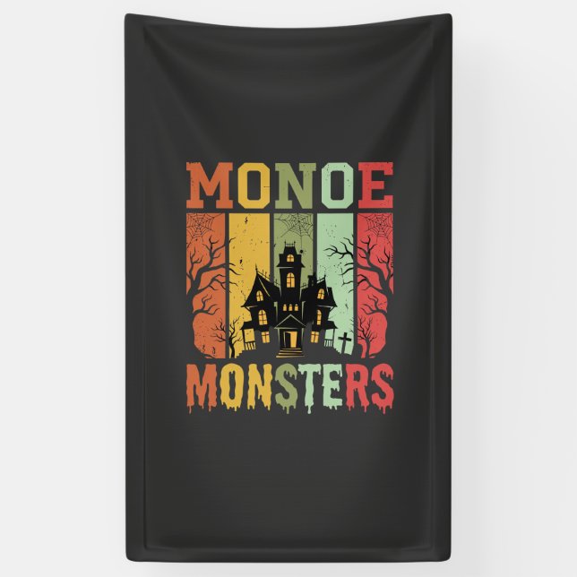 Halloween Spukhaus Retro-Monster Banner (Vertikal)