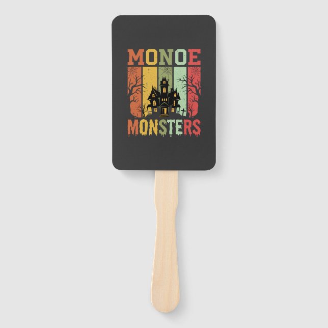 Halloween Spukhaus Retro-Monster Fächer (Vorderseite)
