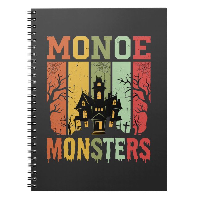 Halloween Spukhaus Retro-Monster Notizblock (Vorderseite)