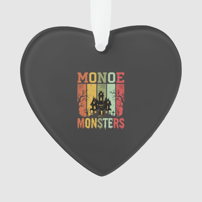Halloween Spukhaus Retro-Monster Ornament (Vorderseite)