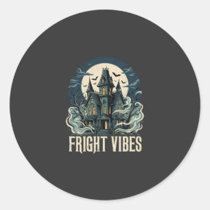 Halloween Spukhaus Schreckens-Vibes Design Runder Aufkleber