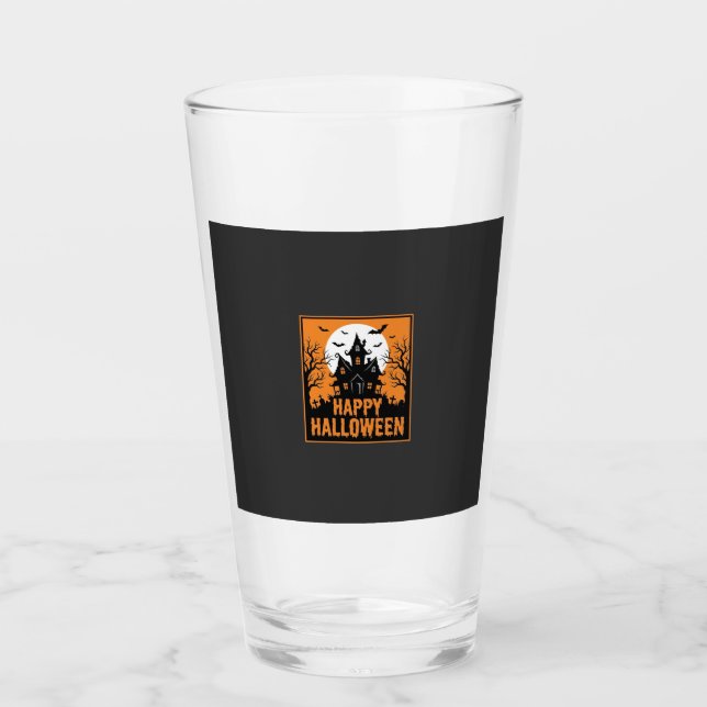 Halloween Spukhaus Silhouette Vektordesign_1 Glas (Vorderseite)