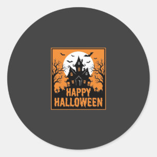 Halloween Spukhaus Silhouette Vektordesign_1 Runder Aufkleber