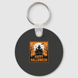 Halloween Spukhaus Silhouette Vektordesign_1 Schlüsselanhänger