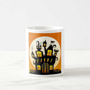 Halloween Spukhaus-Silhouette Vollmond Kaffeetasse