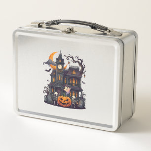 Halloween Spukhaus Skelette Kürbis Geist Cr Metall Brotdose