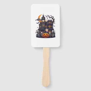Halloween Spukhaus Skelette Kürbis Geist Halbmond Fächer