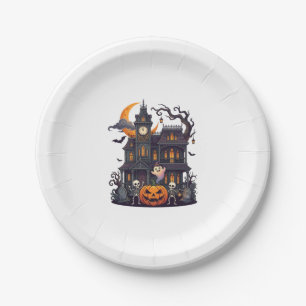 Halloween Spukhaus Skelette Kürbis Geist Kr Pappteller