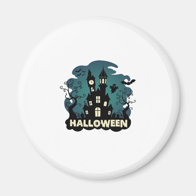 Halloween Spukhaus Uhrturm Fledermäuse Geist_1 Magnet (Vorne)