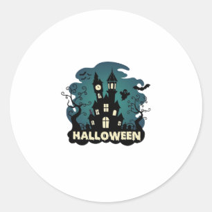 Halloween Spukhaus Uhrturm Fledermäuse Geist_1 Runder Aufkleber