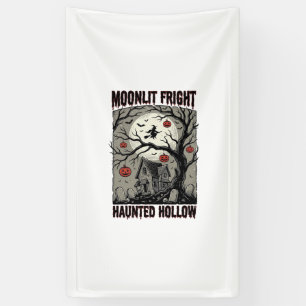 Halloween Spukhaus Vintage Gravur Mond-Shi Banner