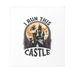 Halloween Spukschloss Hexe Mond Vintage-Shirt_ Notizblock