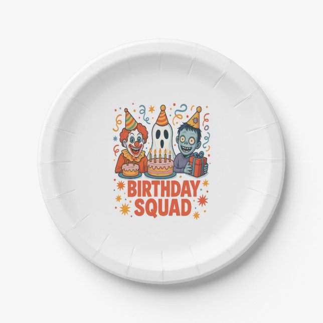 Halloween Squad Creepy Clown Ghost Zombie Pappteller (Vorderseite)