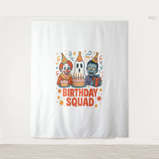 Halloween Squad Creepy Clown Ghost Zombie Wandteppich