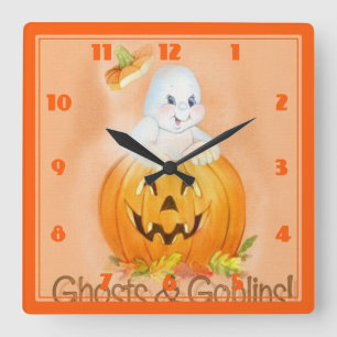 Halloween Square Clock Quadratische Wanduhr