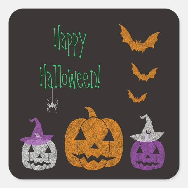 Halloween Square Sticker für Chalkboard (Vorderseite)
