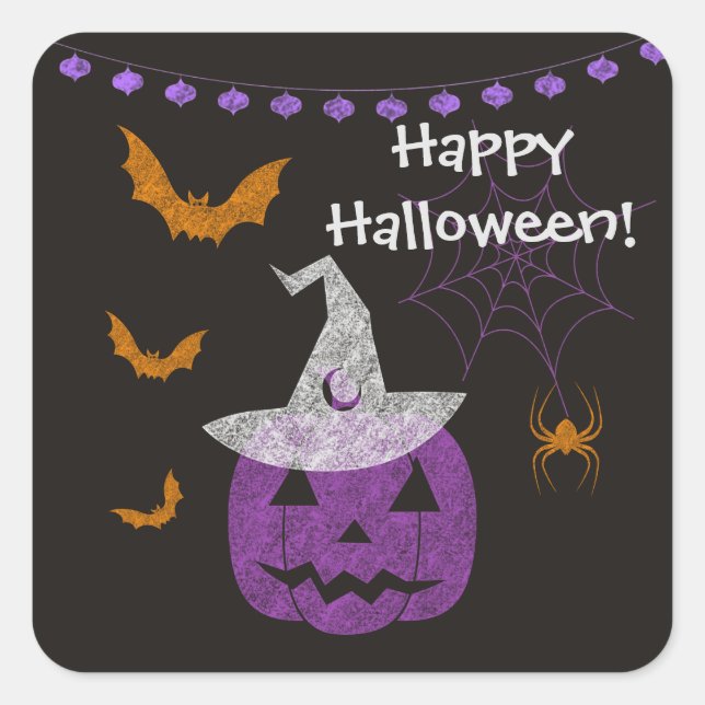 Halloween Square Sticker für Chalkboard (Vorderseite)