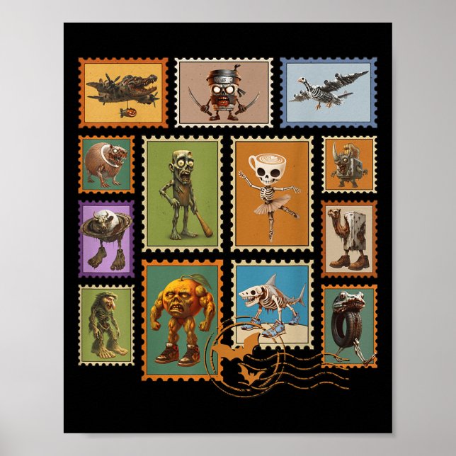 Halloween Stal Stamps Italian Brainrot Zombie  Poster (Vorne)