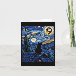 Halloween Starry Night Black Cat Comma La Kamala H Karte