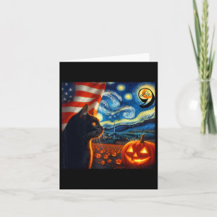 Halloween Starry Night Black Cat Comma La Kamala H Karte