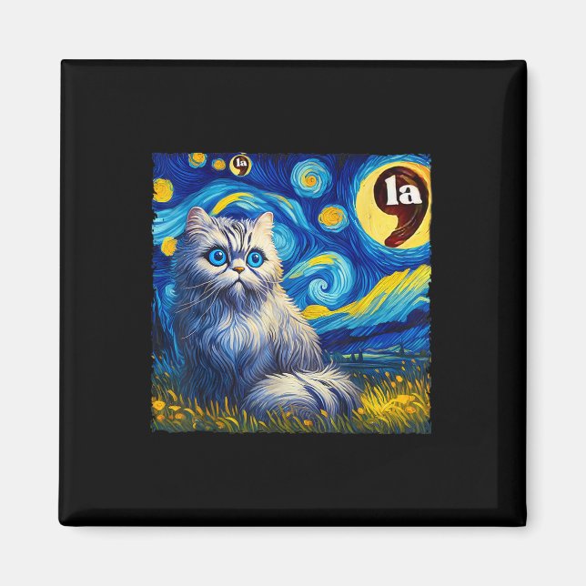 Halloween Starry Night Black Cat Comma La Kamala H Magnet (Vorne)