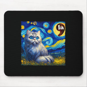 Halloween Starry Night Black Cat Comma La Kamala H Mousepad