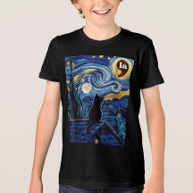 Halloween Starry Night Black Cat Comma La Kamala