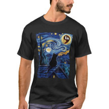 Halloween Starry Night Black Cat Harris T - Shirt