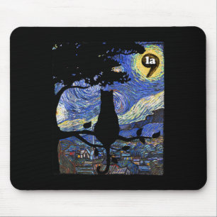 Halloween Starry Night Cat Comma La Kamala Harris Mousepad