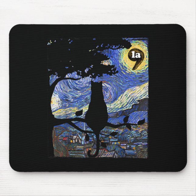 Halloween Starry Night Cat Comma La Kamala Harris Mousepad (Vorne)