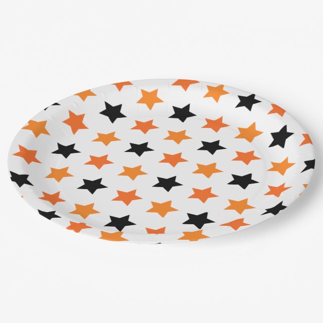 Halloween Stars Pappteller (Schrägansicht)
