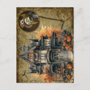 Halloween-Steampunk-Ansichtskarte Postkarte
