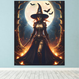 Halloween Steampunk Forest Hexe Leinwanddruck