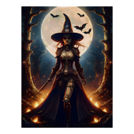 Halloween Steampunk Forest Hexe Poster