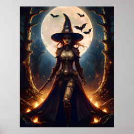 Halloween Steampunk Forest Hexe Poster