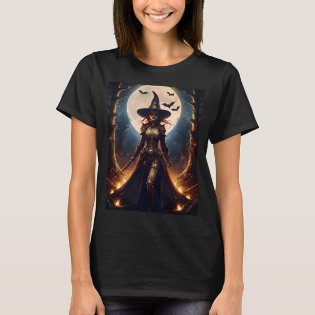 Halloween Steampunk Forest Hexe T-Shirt (Vorderseite)